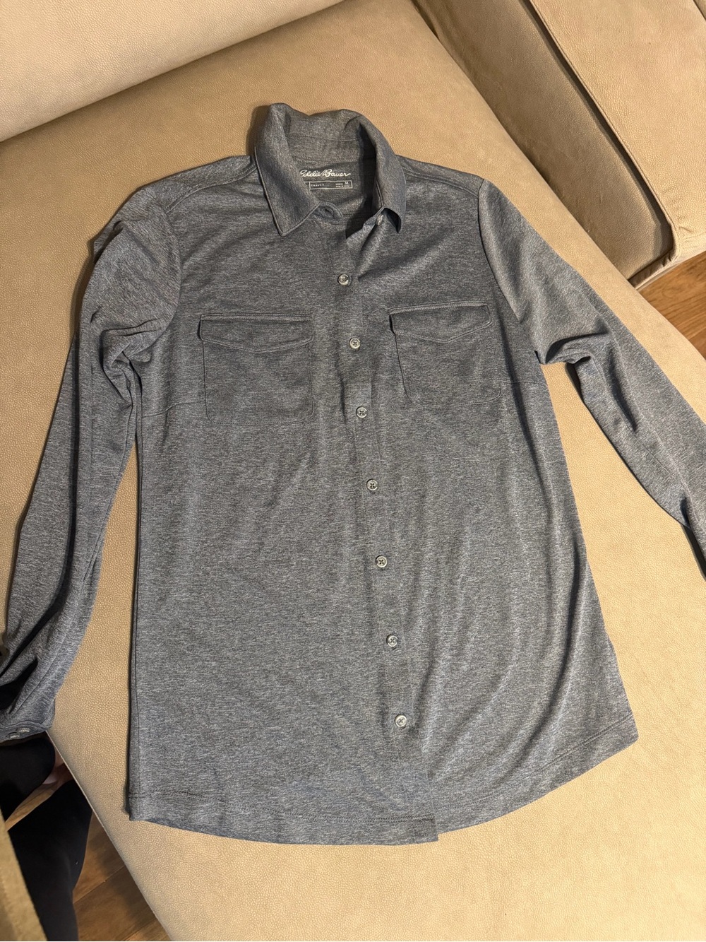 Eddie Bauer Men's Heather Gray Long-Sleeve Button-Down Shirt